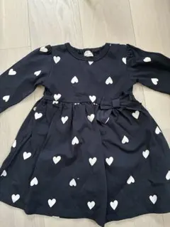 petit main ネイビー ハート柄 ワンピース