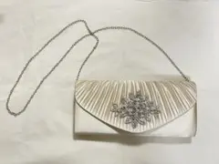 アイボリー プリーツデザイン パーティーバッグ