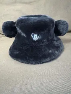 ミッキーマウス フリース帽子 ダークグレー