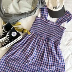 Ray BEAMS レイビームス　チェックシャーリングワンピース　キャミワンピのサムネイル