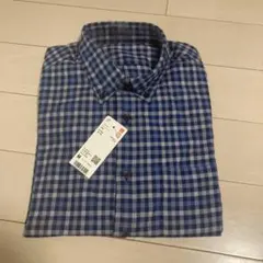 ユニクロ　新品未使用タグ付き　青のチェック柄 Mサイズ 長袖シャツ