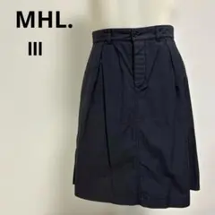 MHL.マーガレットハウエル　コットン・綿　ツイルタック　スカート　黒　L