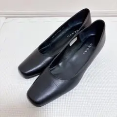 REGAL パンプス 24cm 本革黒 スクエアトゥ フォーマル 通勤 冠婚葬祭