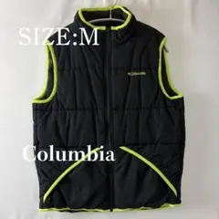 コロンビア ダウンベスト Mサイズ ブラック ネオンカラー キャンプ 登山 希少