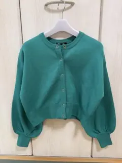 one way グリーン クロップドカーディガン