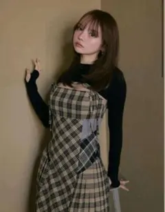 andmary Nadia check long dress アンドマリー - メルカリ