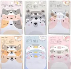 付箋 メモ帳 付箋 可愛い動物 6冊セット　ノートメモ用紙 動物型付箋