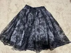 花柄レース フレアスカート 黒のサムネイル