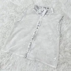 【c4089】✨美品✨ベスト　ホワイト　メッシュ　ノースリーブ