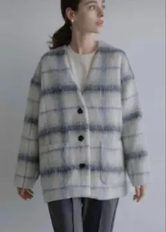 美品　OHGA コーディガン　チェック柄