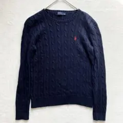 【美品】ポロラルフローレン ケーブルニット セーター ネイビー L