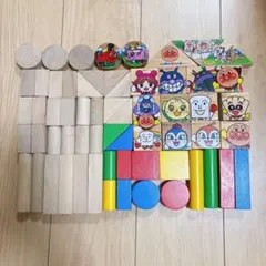 アンパンマン 筒入りつみ木 DX デラックス 60ピース 木製 積み木　①のサムネイル
