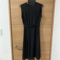【超美品】ノースリーブ　ワンピース　ブラック　総レース　共布ベルト付き