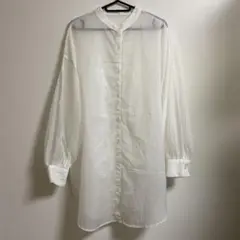 未使用品　バンドカラーシアーシャツ　ホワイト