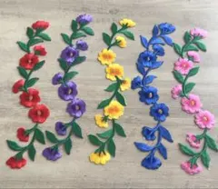 刺繍ワッペン 花柄 5枚セット フラワー アップリケ 手芸素材