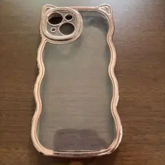 猫耳デザイン iPhone15ケース ピンクゴールド