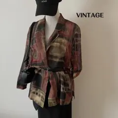VINTAGE アート 総柄 メッシュジャケット オーバージャケット 個性的
