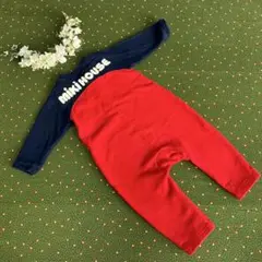 ミキハウス　ロゴ　カバーオール　赤　紺 ロンパース 80cm