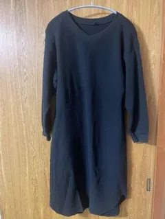 ワッフルクルーネックワンピース