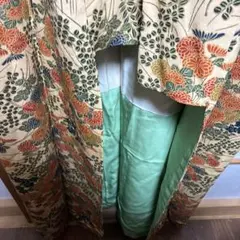 珍品✩.*˚小千谷？近江？ちぢみに捺染の麻着物♡銘仙風 ふっくらさんも