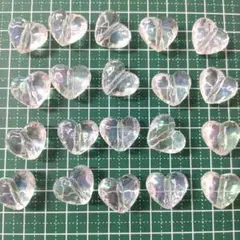 No.278 透明アクリルビーズ　メッキカラー透明　多面カット　ハート【20個】
