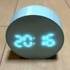 デジタル置時計 丸型 ライトブルー　新品