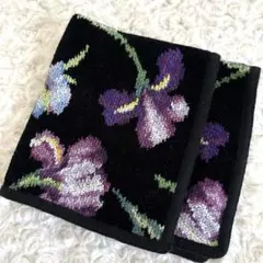 未使用　FEILER　フェイラー　アイリス花柄デザイン　タオルハンカチ　ブラック