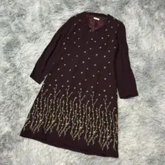 LOUNIE ルーニィ ワンピース 刺繍 ボルドー 花柄 長袖 きれいめ 通勤のサムネイル