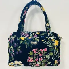 【フェイラー】花柄　ハンドバッグ　黒　ミルフルール　ミニトートバッグ　フローラル