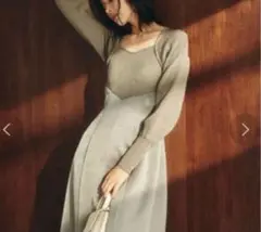 【フレイアイディー】スクエアネック　サテンコンビワンピース　ニットフレアワンピ