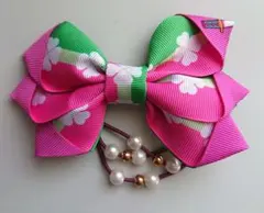 キッズヘアゴムリボン大きめ和柄3連ゴムNo.315