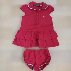 ❁⃘BURBERRY 80サイズ❁⃘赤 フリル付きワンピース
