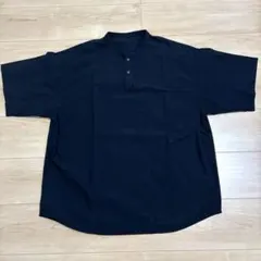 無印良品　紳士　ヘンリーネック半袖布帛Ｔシャツ　黒　Mサイズのサムネイル
