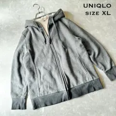 【UNIQLO ユニクロ】長袖 ボア フード パーカー 暖かい スウェット XL