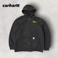 カーハート】ジップパーカー 黒 XL 企業ロゴ 両面プリント 美品 p 