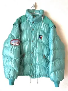 MILLET y2k 短丈 ダウンジャケット リバーシブル 水色　tec系 y2k MILLET 短丈 ダウンパーカー 短丈 ライトブルー 水色 テック