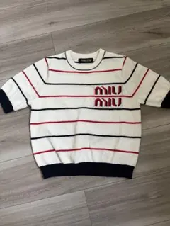 miu miu ストライプ サマーニット半袖Tシャツ