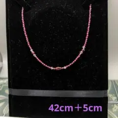 【42cm◆ネックレス】天然石★薔薇色ロードライト・ガーネット＆スワロフスキー