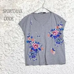 スポーツマックスコード　Tシャツ　半袖　花柄刺繍　フレンチスリーブ　Sサイズのサムネイル