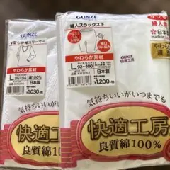 GUNZE Vネック半袖Tシャツとスラックス下セット1組セット