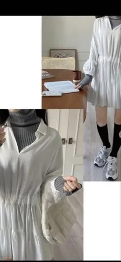 グレイルサムホール付きタートルネックリブニットトップスサイズS