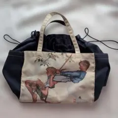 伊勢丹　ノーマン・ロックウェル　巾着風ランチバッグ