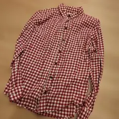 ユニクロ シャツ チェック柄 赤 白コットン М 春