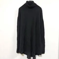 STYLUS 異素材切替タートルネックニット シフォン バックシャン 黒 S