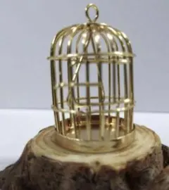 ミニチュア　金の鳥かご