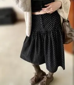 SHEIN コーデュロイ ドット柄 Aラインミニスカート