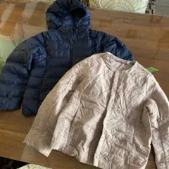 UNIQLOネイビー・ピンクベージュ 中綿コート 130サイズ