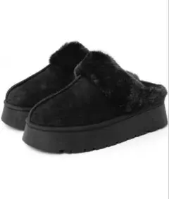 ブラックスエード厚底スリッポン