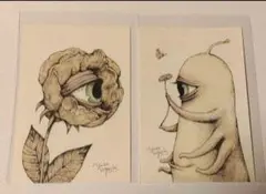 ヒグチユウコ　ポストカード　2枚セット　ボリス雑貨店　眼花　ひとつめちゃん　視点