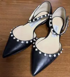 ジミーチュウ パンプス 24cm フラット スタッズ ポインテッドトゥ